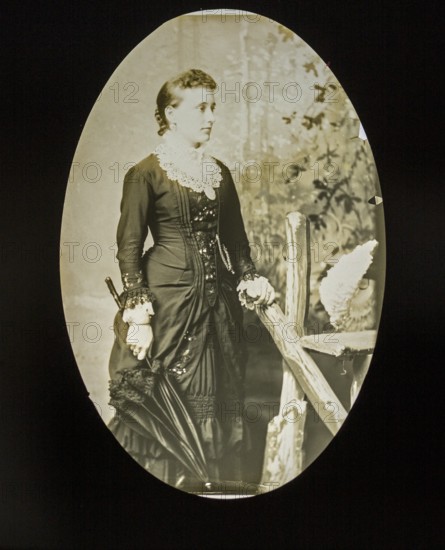 Magic lantern slide c 1900-1910 portrait of young woman standing looking to the side