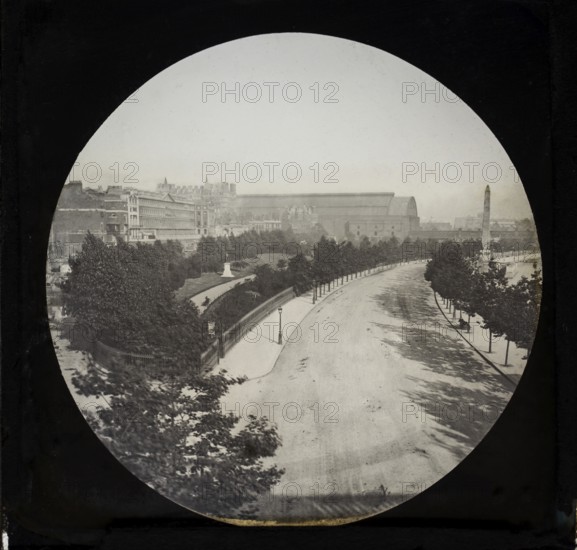 Victoria Embankment and Charing Cross railway station, London, England, UK completed 1870 under the direction of Joseph Bazalgette, photograph thought to be c 1890