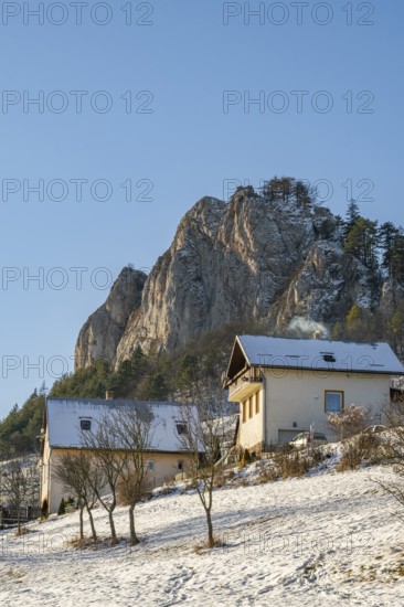 View on the mountains on a sunny day in winter, Vápec, Horná Poruba, Slovakia