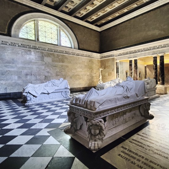 Charlottenburg Mausoleum with the marble sarcophagi of Queen Luise and Emperor Wilhelm I, Charlottenburg Palace, Berlin, Germany