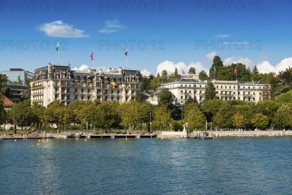 Luxury hotels on the lakeshore, Lausanne, Switzerland