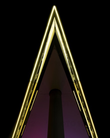 Close-up of a striking building in Hanover Herrenhausen at night, Hanover, Lower Saxony, Germany