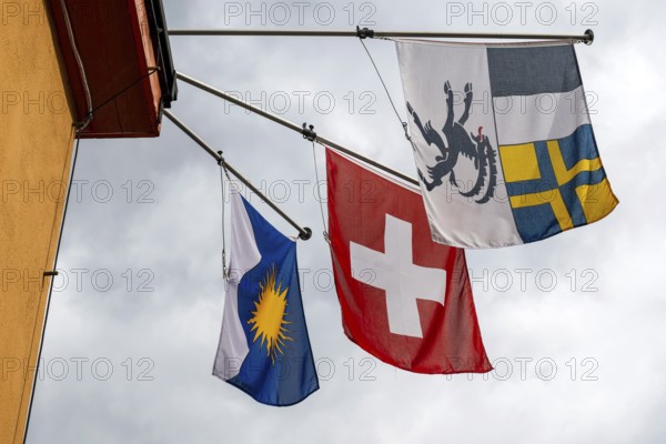 Flags Arosa, Switzerland, Canton Graubünden, Arosa, Switzerland