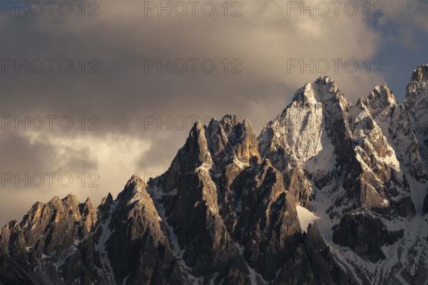 Close-up of mountain peaks of the Sesto Dolomites, San Candido, Val Pusteria, Sesto Dolomites, Dolomites, South Tyrol, Italy
