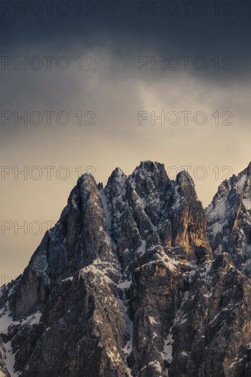Close-up of mountain peaks of the Sesto Dolomites, Haunold Group, San Candido, Val Pusteria, Dolomites, Sesto Dolomites, South Tyrol, Italy