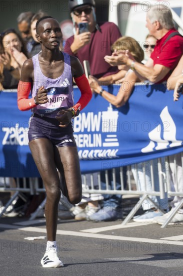 Rosemary Wanjiru (KEN), later fastest woman, at KM38 in front of Potsdamer Platz at the 51st BMW Berlin Marathon 2025 on 21/09/2025