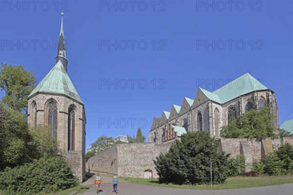 Gothic Magdalen Chapel and Romanesque St Peter's Church, Romanesque Road, Magdeburg, Saxony-Anhalt, Germany