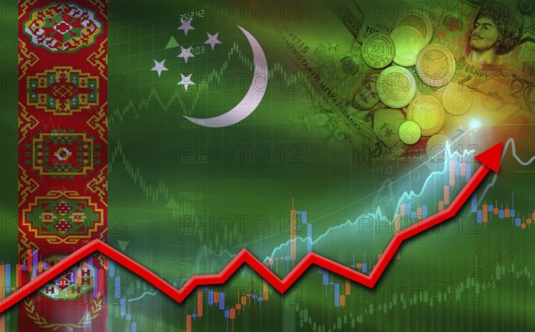 Turkmenistan economic growth on financial graph. Turkmenistan financial growth on market graph