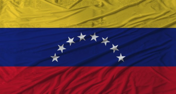 Venezuelan flag waving. Flag of Venezuela with cloth texture