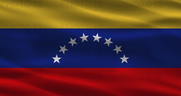 Venezuela flag with fabric texture. Realistic flag of Venezuela waving