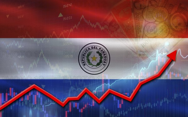 Paraguay economic growth on financial graph. Paraguay financial growth on market graph
