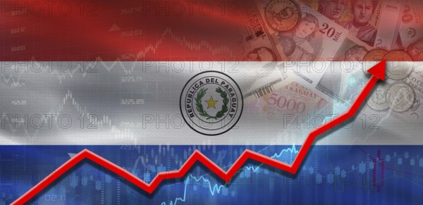 Paraguay financial growth on market graph. Paraguay economic growth on financial graph
