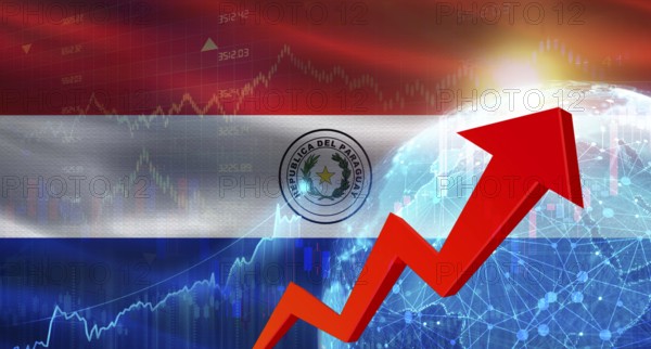 Global financial growth with Paraguay flag. Financial growth with Paraguay flag on economic background