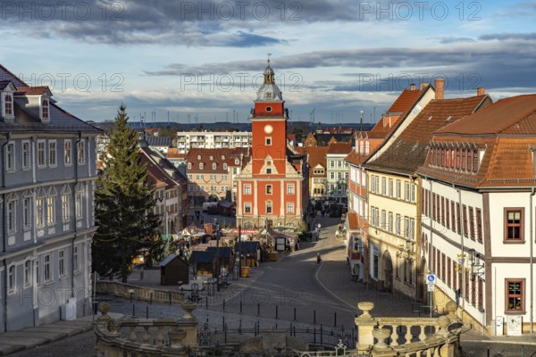 Main market square with the old town hall in Gotha, Thuringia, Germany
