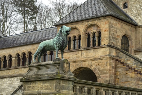 Brunswick Lion in front of the Imperial Palace in Goslar, Lower Saxony, Germany