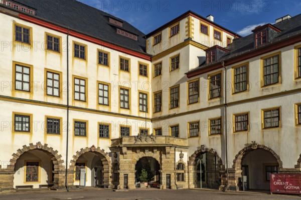 Inner courtyard of Friedenstein Castle in Gotha, Thuringia, Germany