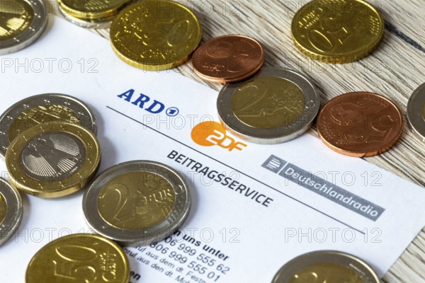 Symbolic image of the licence fee: close-up of a letterhead with the ARD, ZDF and Deutschlandradio logo