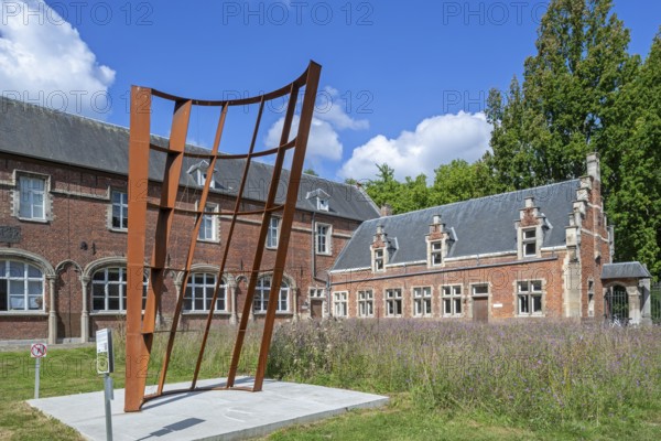 Modern artwork at Arenberg Castle, 16th century Flemish Renaissance château in Heverlee, now owned by the KU Leuven, Flemish Brabant, Belgium