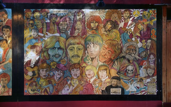 Murals of famous musicians, including the Beatles, New York City, USA
