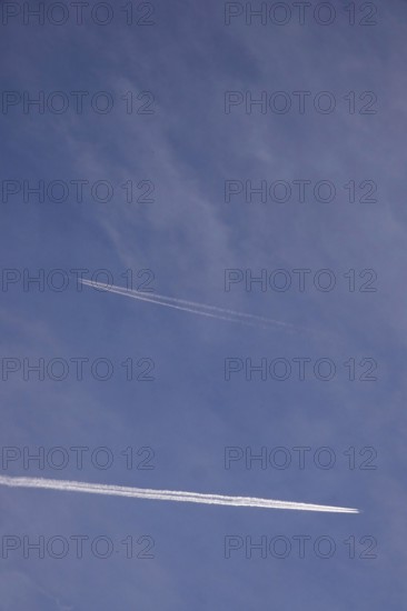 Blue sky with vapour trails, Germany