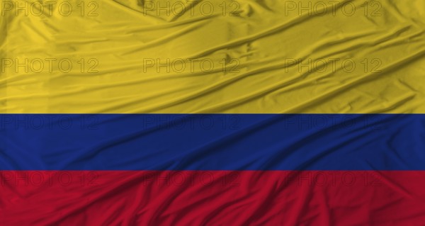 Colombian flag waving. Flag of Colombia with cloth texture