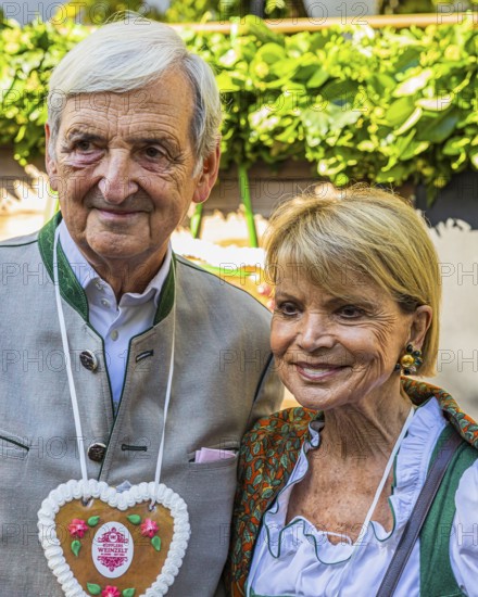 The actress Uschi Glas with her man Dieter Hermann, Oktoberfest, Munich, Upper Bavaria, Bavaria, Germany