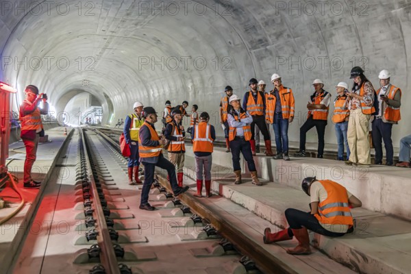 Tunnel under the new airport railway station between the airport and the exhibition centre. The technical equipment is already being installed on the future platform. In future, trains will enter the new station 27 metres below the surface. It is scheduled to go online at the end of 2026. Stuttgart, Baden-Württemberg, Germany