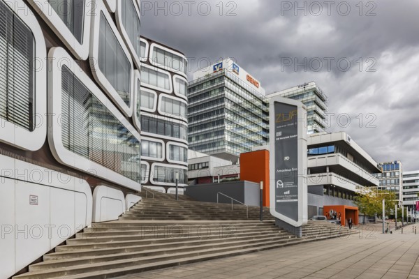 Z-UP, modern architecture on Heilbronner Strasse. Building complex on the edge of the Europaviertel. Stuttgart, Baden-Württemberg, Germany