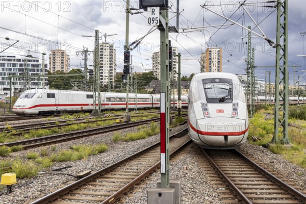 ICE leaving Stuttgart Central Station, Baden-Württemberg, Germany