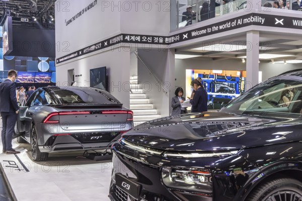 XPeng exhibition stand. IAA MOBILITY in Munich. The motor show presents itself as a holistic mobility trade fair. Cars continue to take centre stage, however, and Chinese manufacturers are gaining ground. Munich, Bavaria, Germany