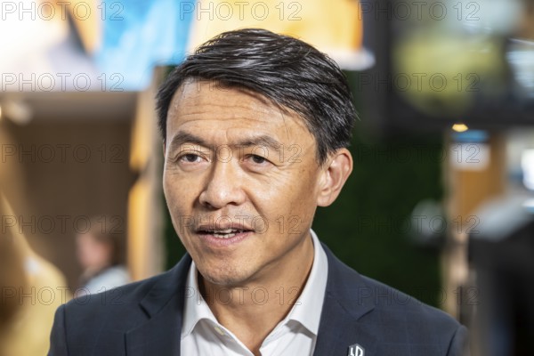 Tianshu Xin, CEO Leapmotor International. Exhibition stand of the Chinese manufacturer Leapmotor. IAA MOBILITY in Munich. The motor show presents itself as a holistic mobility trade fair. Cars continue to take centre stage, however, and Chinese manufacturers are gaining ground. Munich, Bavaria, Germany