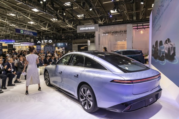 Forthing is a Chinese automobile brand of Dongfeng Motor (DFM) . Forthing S7. IAA MOBILITY in Munich. The motor show presents itself as a holistic mobility trade fair. However, cars are still the centre of attention and Chinese manufacturers are gaining ground. Munich, Bavaria, Germany