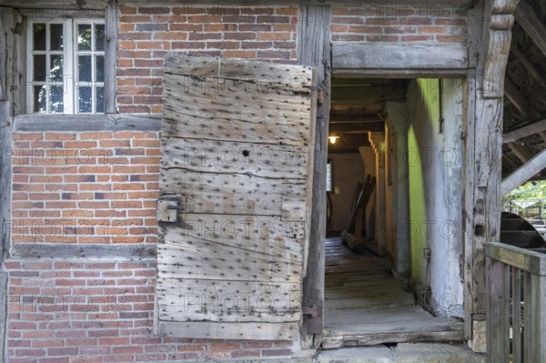 Entrance to the historic Haarmühle mill, Ahaus-Alstätte, Münsterland, North Rhine-Westphalia, Germany