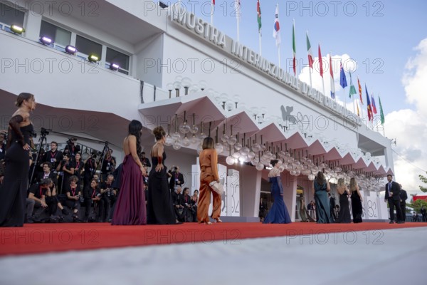 Venice, Italy - 2 September 2025: The Palazzo del Cinema during the red carpet of - A house of Dynamite - during the 82nd Venice International Film Festival
