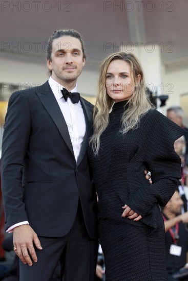 Venice, Italy - 2 September 2025: Rory St. Clair Gainer, Rebecca Ferguson during the Red Carpet of - A house of Dynamite - during the 82nd Venice International Film Festival
