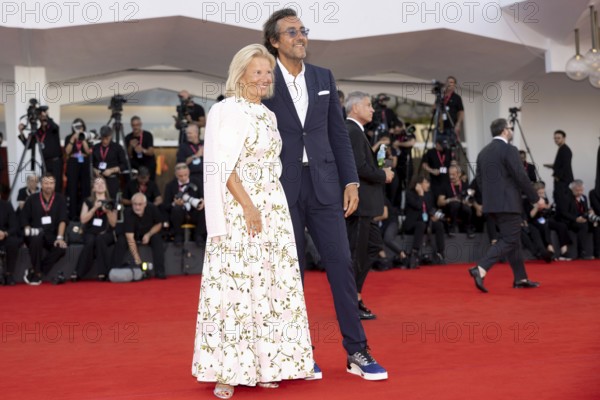 Venice, Italy - 2 September 2025: Iris Knobloch and François Breavoine during the red carpet of - A house of Dynamite - during the 82nd Venice International Film Festival