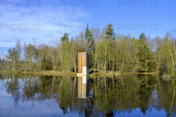 Chapel in the Heusterz, wayside chapel in the Waldnaabauen, Tirschenreuther Teiche, Waldnaabaue, Große Teichpfanne, Vizinalradweg, near Tirschenreuth, Upper Palatinate, Bavaria, Germany
