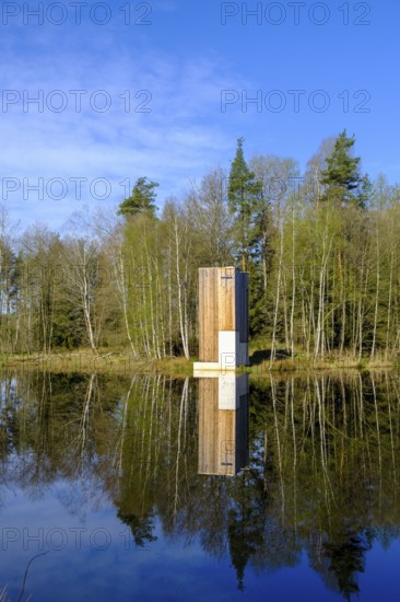Chapel in the Heusterz, wayside chapel in the Waldnaabauen, Tirschenreuther Teiche, Waldnaabaue, Große Teichpfanne, Vizinalradweg, near Tirschenreuth, Upper Palatinate, Bavaria, Germany