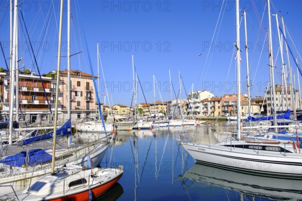 Sailing boats in the harbour, Grado, Julian Friuli, Adriatic Sea, Italy