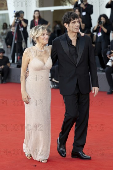 Venice, Italy - 3 September 2025: Valeria Bruni Tedeschi and Pietro Marcello during the Red Carpet of - Duse - during the 82nd Venice International Film Festival