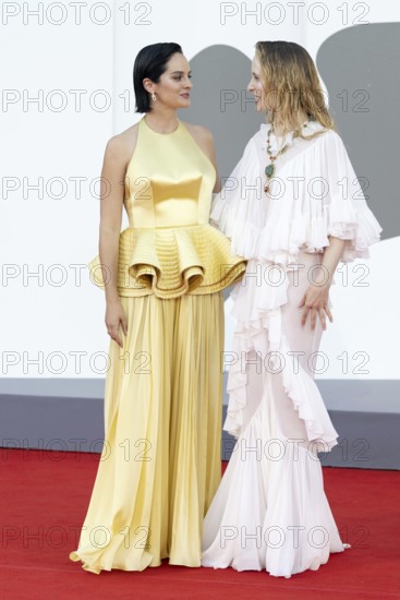 Venice, Italy - 3 September 2025: Noemie Merlant, Fanni Wrochna during the Red Carpet of - Duse - during the 82nd Venice International Film Festival