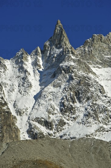 The pointed rock needle Aiguille de la Tsa, Val d'Hérens, Arolla, Valais, Switzerland