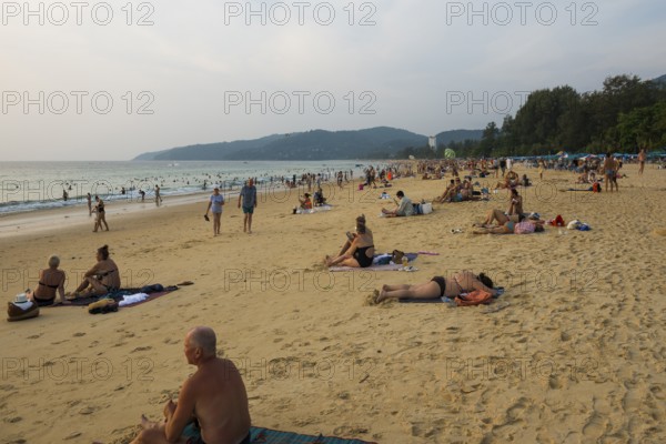 Crowds on the beach, Kata Beach, Phuket, Thailand