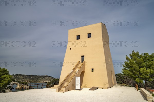 The Torre San Felice watchtower in Vieste, Gargano, Apulia, Italy