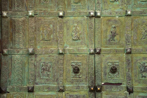 Bronze portal of the Cathedral of San Nicola Pellegrino in Trani, Apulia, Italy