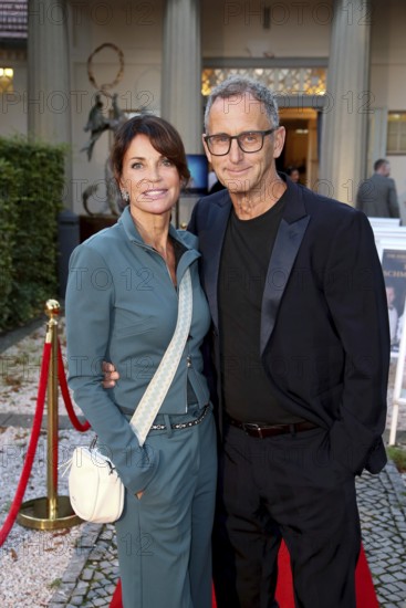 Gerit Kling with man Wolfram Becker - Premiere of The Imaginary Invalid based on The Imaginary Invalid by Molière / 90th birthday of Dieter Hallervorden, Berlin, 05.9.25
