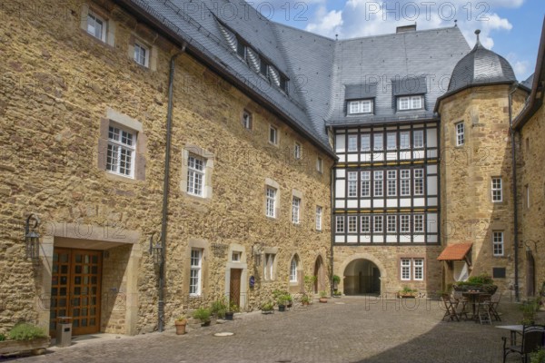 Inner courtyard castle courtyard of Spangenberg Castle, Spangenberg, Schwalm-Eder district, Hesse, Germany