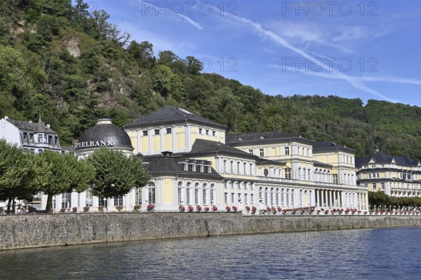 Baroque UNESCO casino and riverside promenade on the Lahn, Bad Ems, Rhineland-Palatinate, Germany