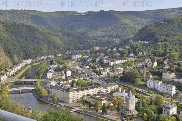 Bad Ems, view from the Bismarck brewery to the State Statistical Office, Rhineland-Palatinate, Germany