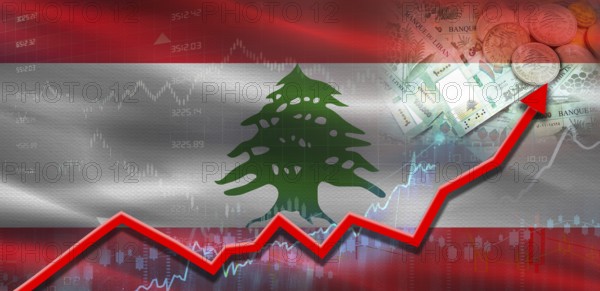 Lebanon financial growth on market graph. Lebanon economic growth on financial graph